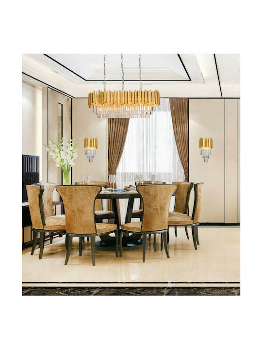 Inlight Πολυέλαιος 12xE14 Ø100cm με Κρύσταλλα Χρυσός 6069-12